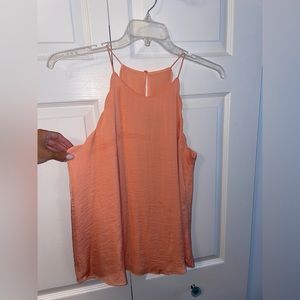 Francesca’s Naked Zebra brand scalloped detail orange tank, size small